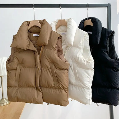 Autumn Winter Y2K Vest Women Thick Warm down Vest Harajuku Loose Jacket Casual Outerwear Short Waistcoat Windproof Vest Coats